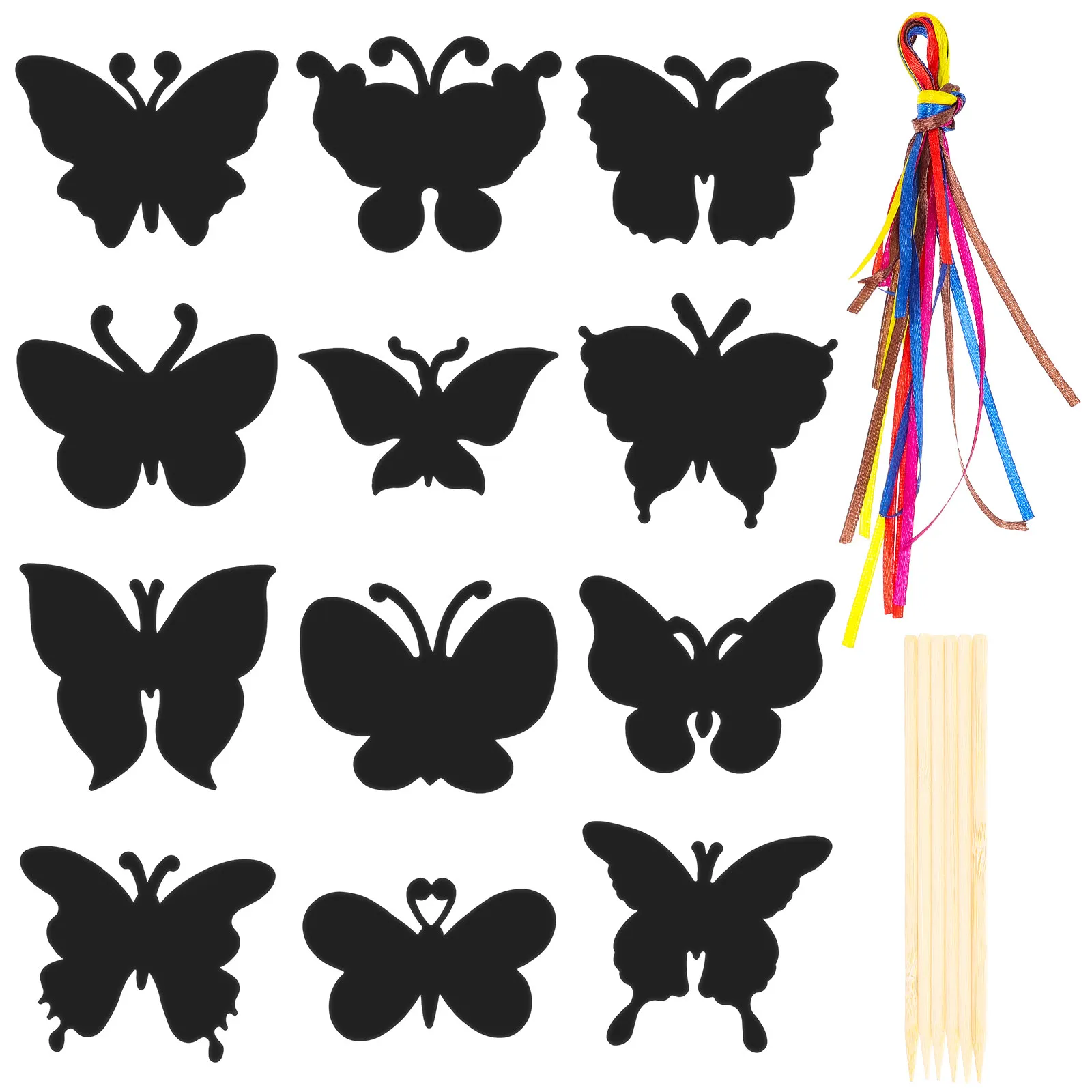 12Pcs Butterfly Shaped Scratch Paper DIY Craft Sheets Kids Educational Art Material Halloween Party Favor Children Decorative