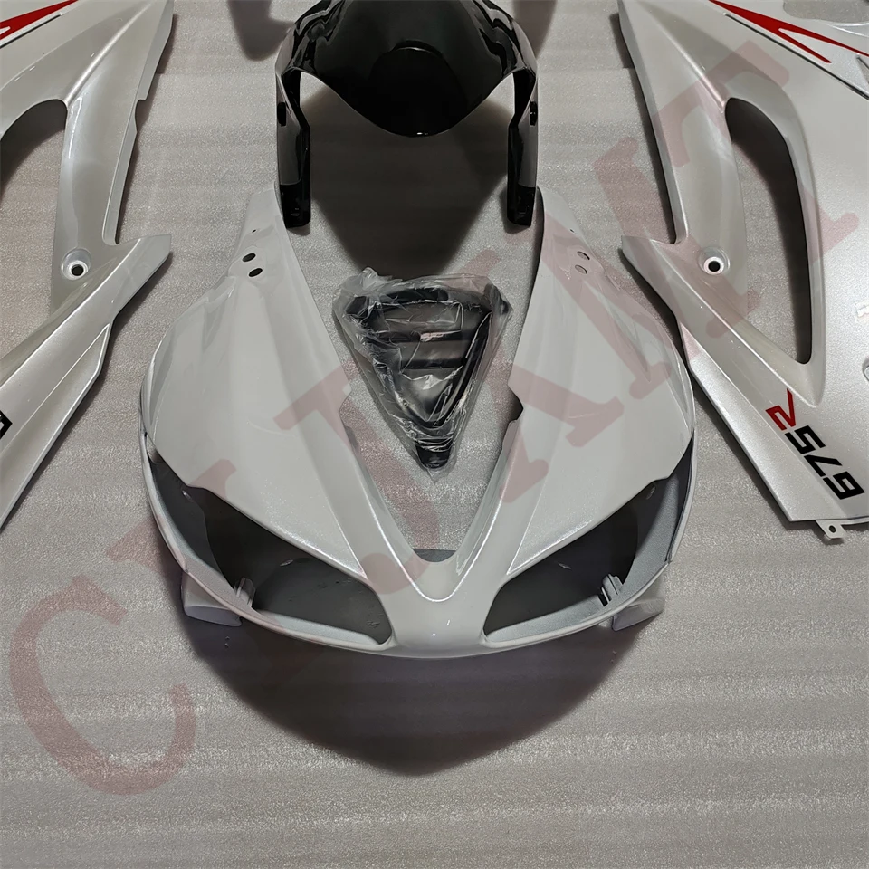 Motorcycle Fairing for Triumph 675 2009 2010 2011 2012 Fairings Kit fit Daytona 675R 09-12 Metallic White Bodyframe Plastic Case