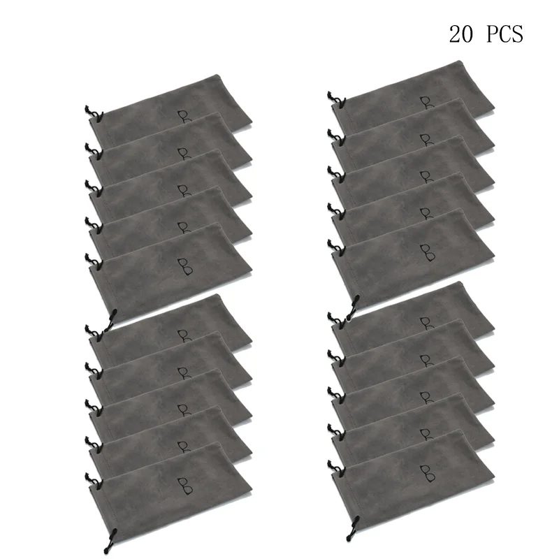 1/5/10 PCS Grau Retro Tragbare Brillenetui Weiche Brillentasche Sonnenbrillentaschen Einfarbige Beutel mit Kordelzug – Detail 6