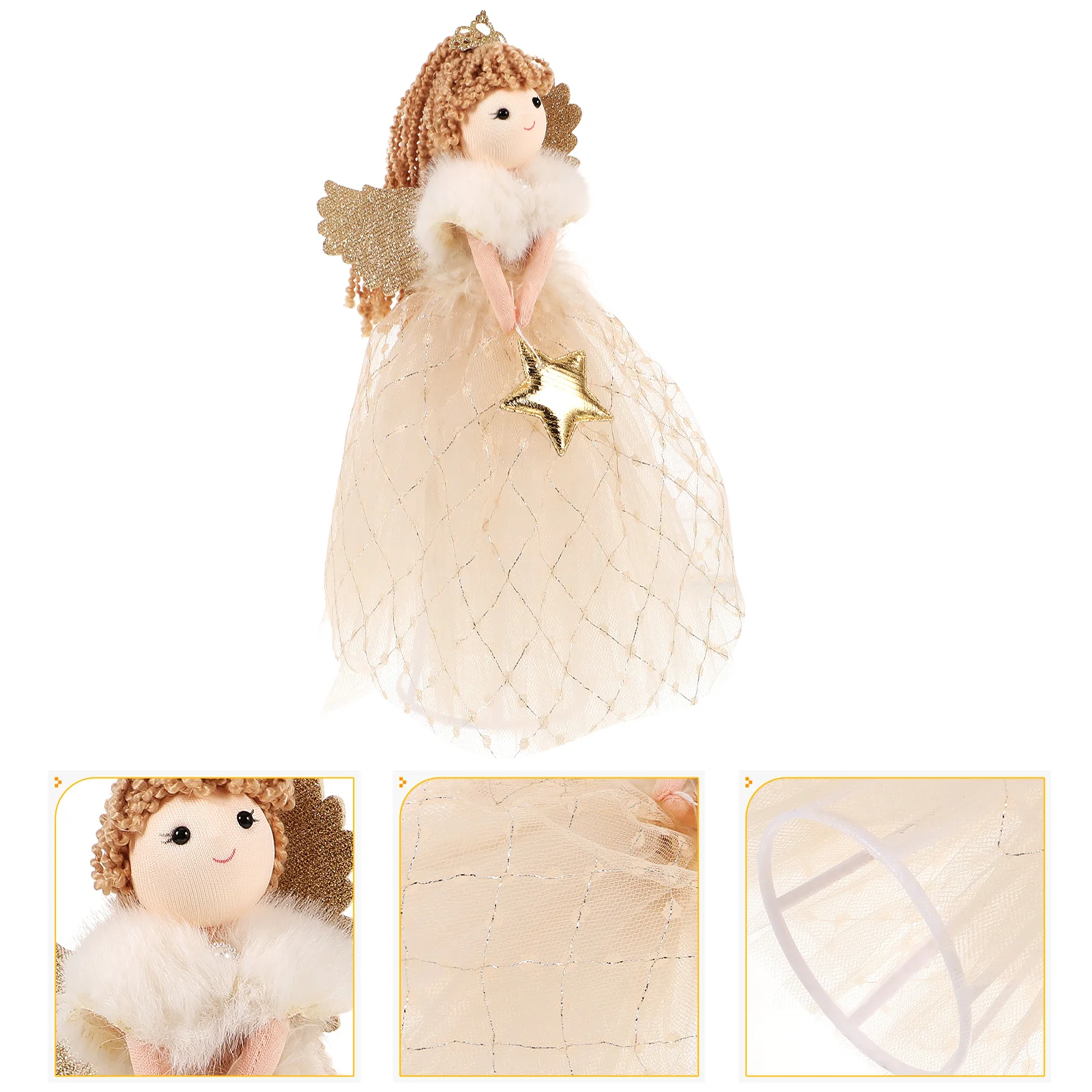 Hada árbol de Navidad decoración de ángel estrella superior (oro) Topper copa de árbol infantil otoño animales de peluche
