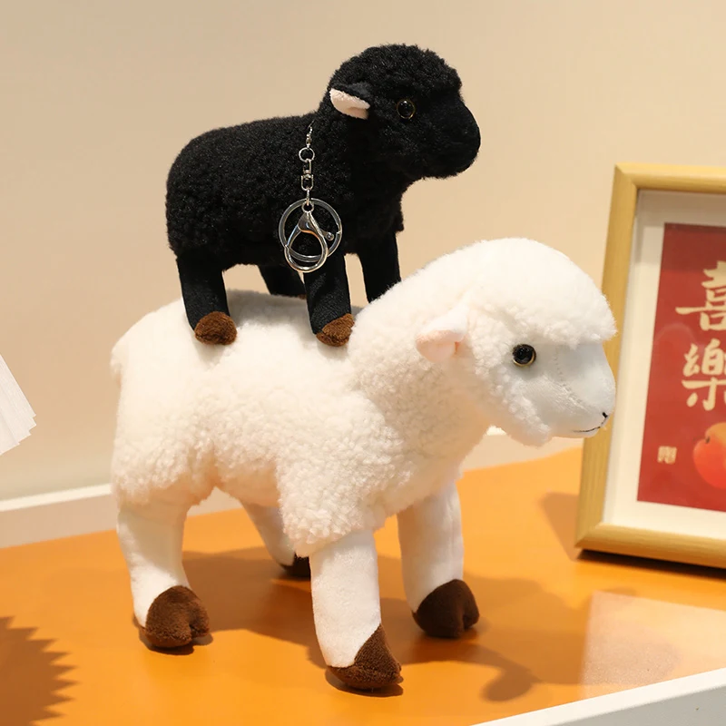 Wholesale Gifts 18cm/30cm Lifelike Sheep Plush Toy White,black Simulated Doll Pendant Stuffed Animal Birthday Gift For Kid