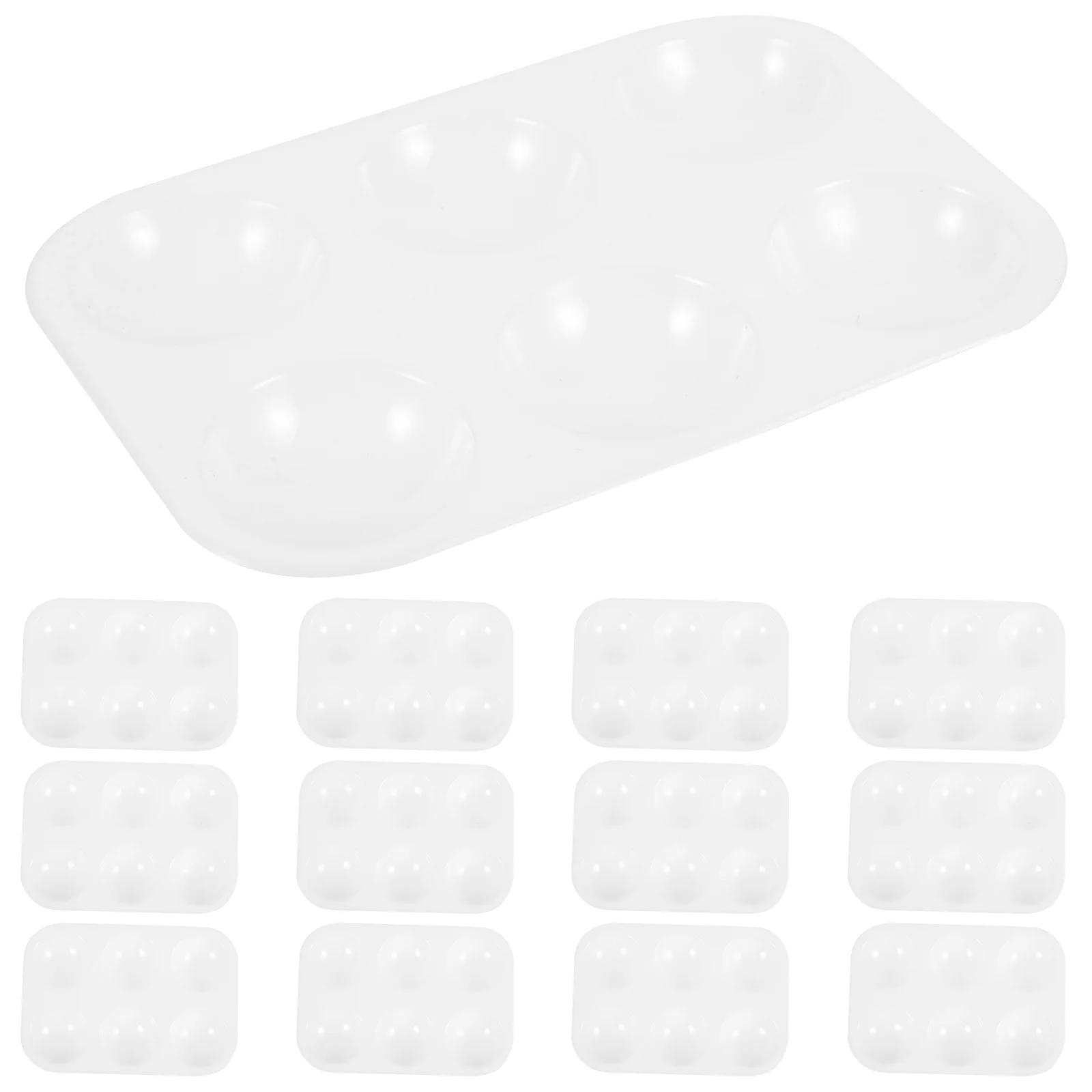 

12pcs Creative Plastic Square Six Hole Watercolor Water Mixing Trays (White) set six hole palette white palette