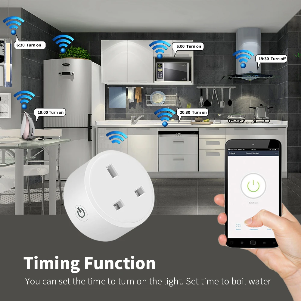 Sixwgh Tuya enchufe inteligente WiFi enchufe del Reino Unido Control remoto realiza toda la casa soporte de inteligencia Google Home Alexa