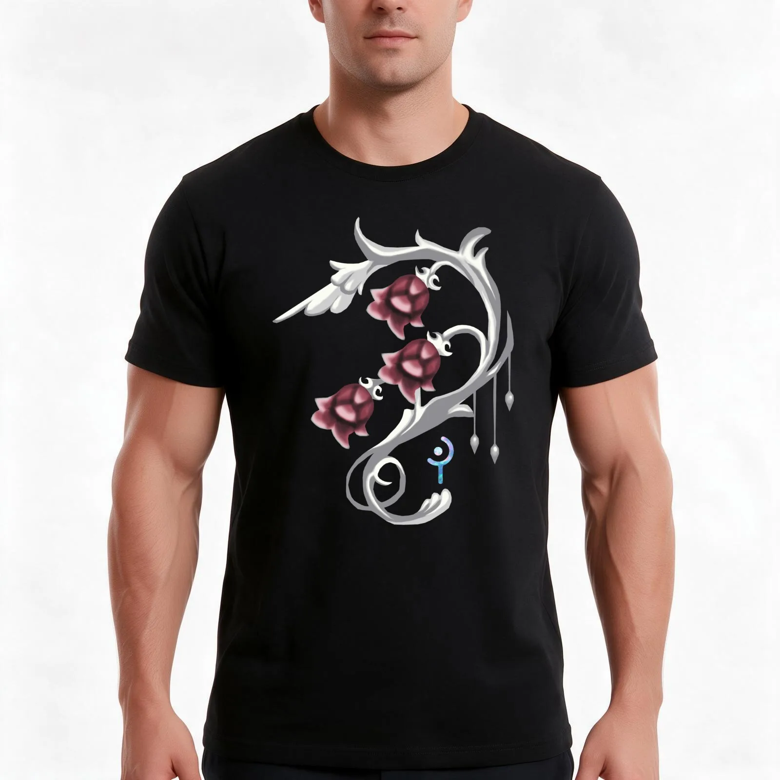 White Mage - FFXIV T-Shirt, Summer Casual Cotton Tee, Oversized Streetwear Tops, Vintage Graphic Print, Loose Fit Short Sleeve