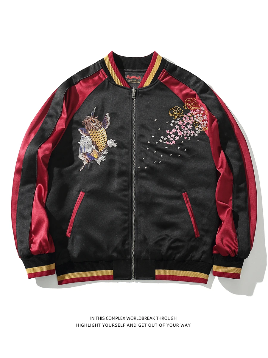 2025 New Yokosuka Jacket Men and Women Personali  Carp Embroidery Baseball Uniform Top Spring and Autumn