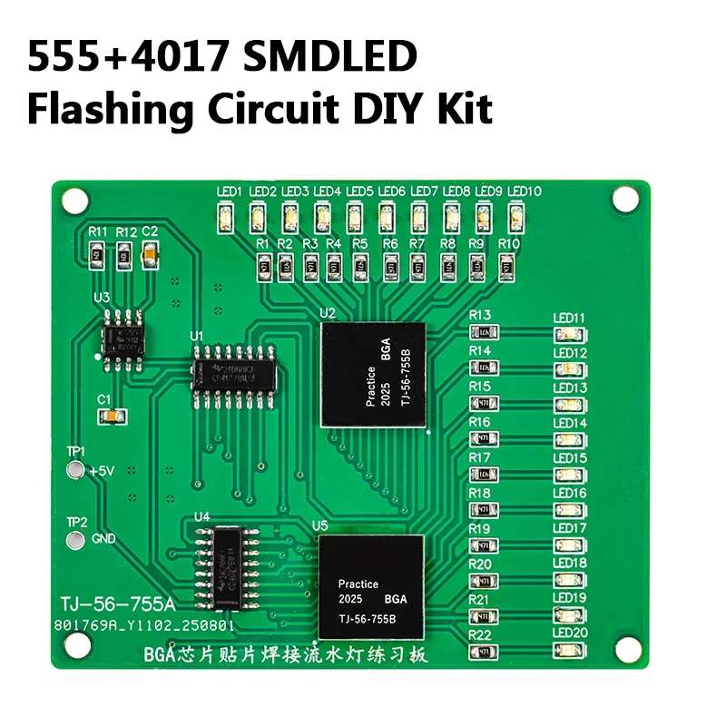 Kit de Placa de Prática para Soldagem de Chips BGA 555+4017 Circuito de Lâmpada de Fluxo