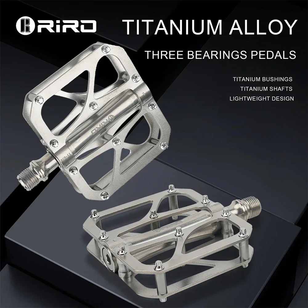

RIRO Titanium Alloy Bicycle Pedal 3 Bearings Bicycle Flat Pedal Ultralight Mountain Bike Pedals Non-slip MTB Pedals Bike Part