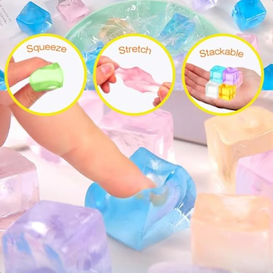 24 Stück Ice Fidget Str Balls Squeeze Sensory Toys Mini Squishy Fidget Toys für Erwachsene im Alter von 3 Jahren Angst Str Relief Perfekt für Par