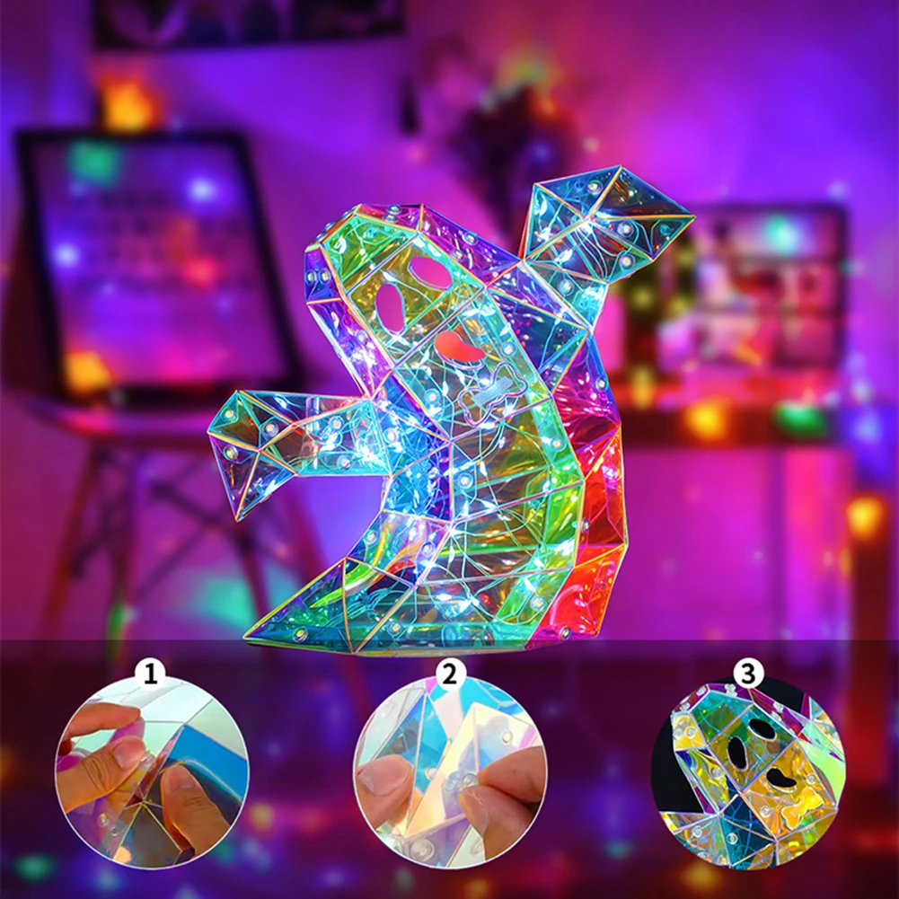 20cm Prismatic Iridescent Spookys Ghosts Hand-Made Pet Lights-Up Ghosts Ornament Large Iridescent Ghosts Decorations For Holiday