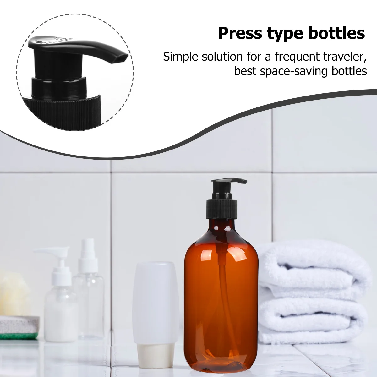 Juego de botellas de viaje, 4 Uds., tipo prensa, resistentes al desgaste, antideslizantes, botellas rellenables, prácticos suministros de viaje que ahorran espacio