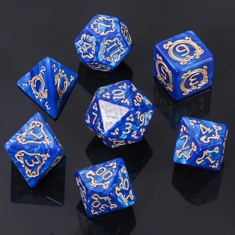 لعب الأدوار لعبة النرد 7 قطعة DND مجموعة التنين نمط النردات متعددة السطوح ل D & D TRPG مجلس لعبة هدية الملحقات