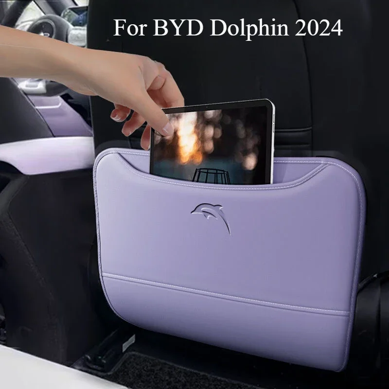 For BYD Dolphin 2024 Leather Car B-pillar Seat Back Rear Anti Kick Pad Protective Mat Cover trim Auto Accessories