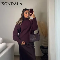 KONDALA 2025 Autumn Winter Women Basics Knitted Sweaters Fashion Casual Turtleneck Thick Warm Solid Pullover Ladies Sweaters