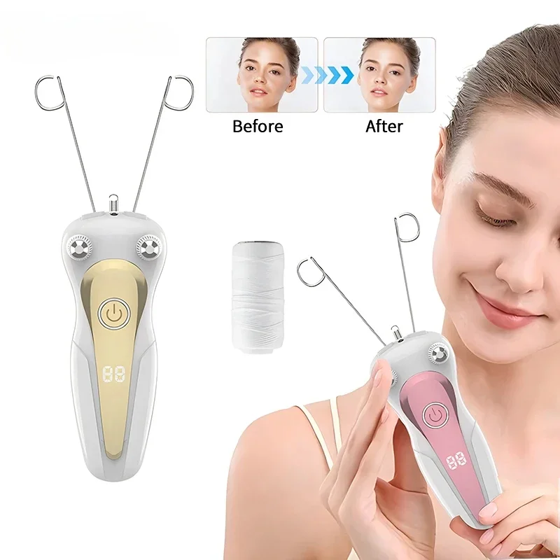 Cotton Thread Epilator Electric Women Facial Hair Remover Defeather Instant Hair Removal Threading Depilation LCD Display