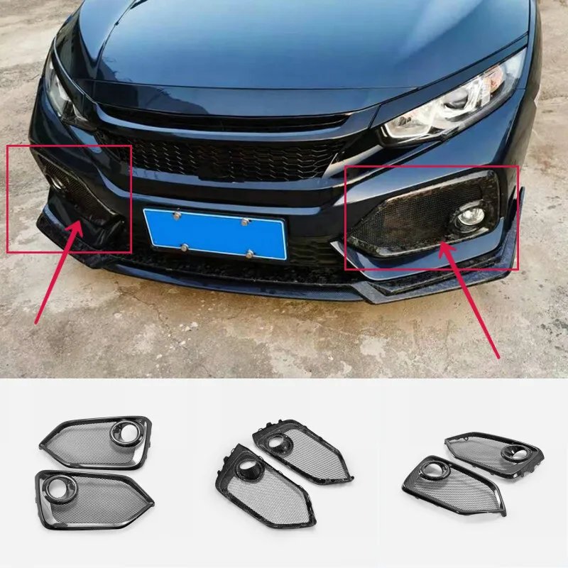 

For Civic Hatchback FK7 (FC SI) Front Fog Light Cover Replacement Carbon Fiber car BodyKits