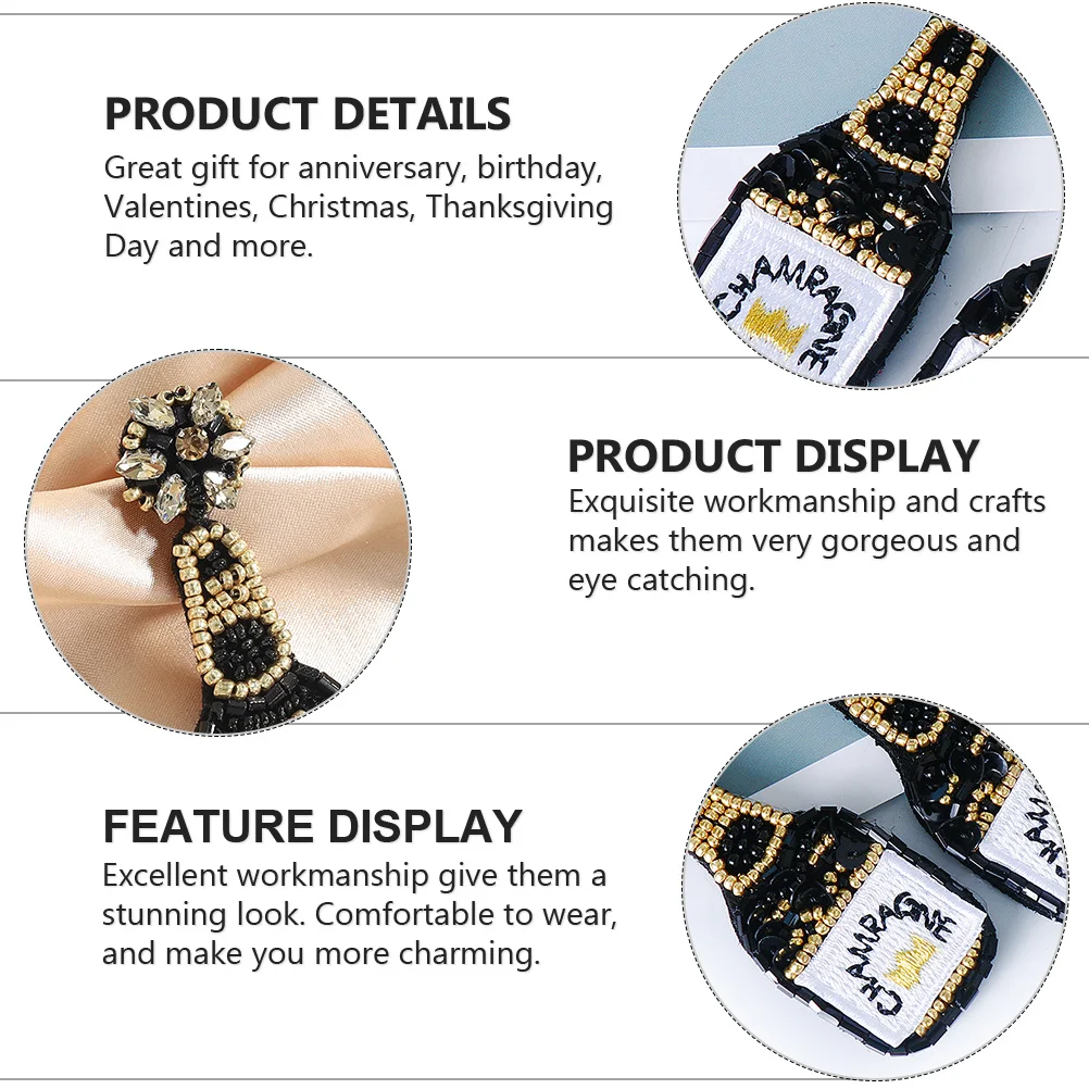 

Gifts Retro Beaded Earrings Vintage Jewelry Women Sequins Wine Bottle Drop Black Miss