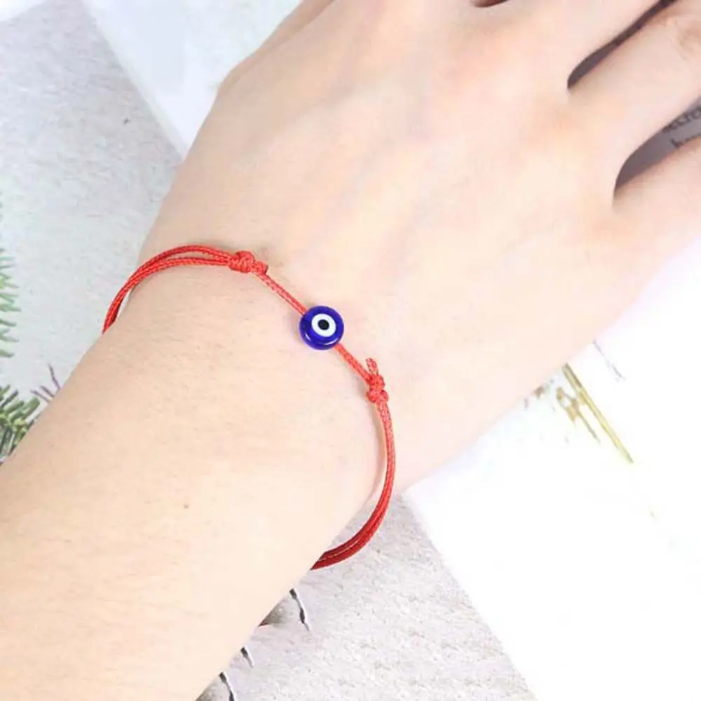 Family Handmade Thread Blue Evil Eye Red Color Rope Amulet Adjustable Length Braided String Rope Bracelets Jewelry Bangles