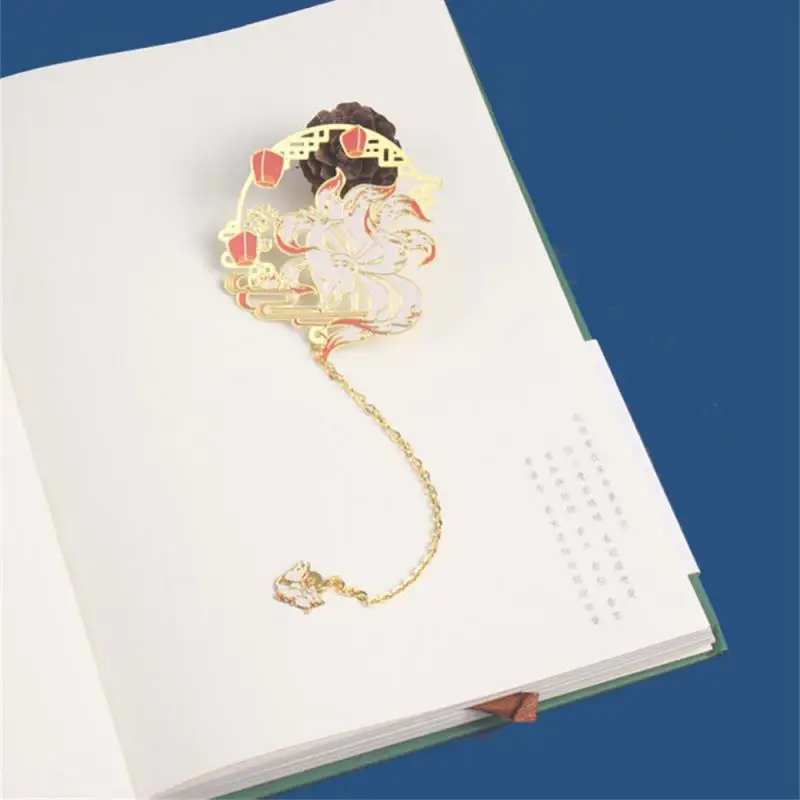 Chinese Style Metal Bookmark Tassel Pendant Retro Book Clip Pagination Mark School Office Supplies Stationery Student Gift