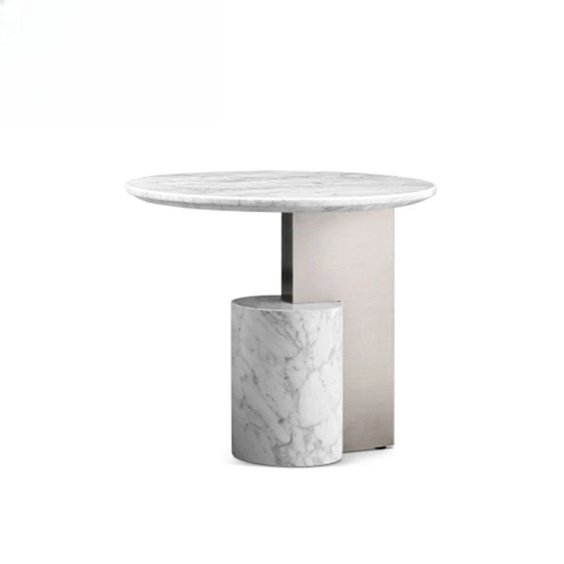 

Modern Design White Marble Side Table Factory Living Room Round Bedside Table and Corner Coffee Table