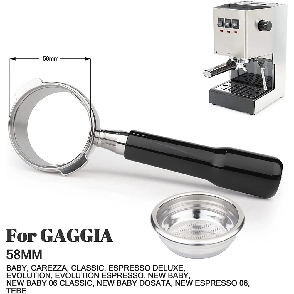 Bottomless Portafilter for Gaggia 58mm with Filter Basket Replacement Espresso Machine Accessory Coffee Tool