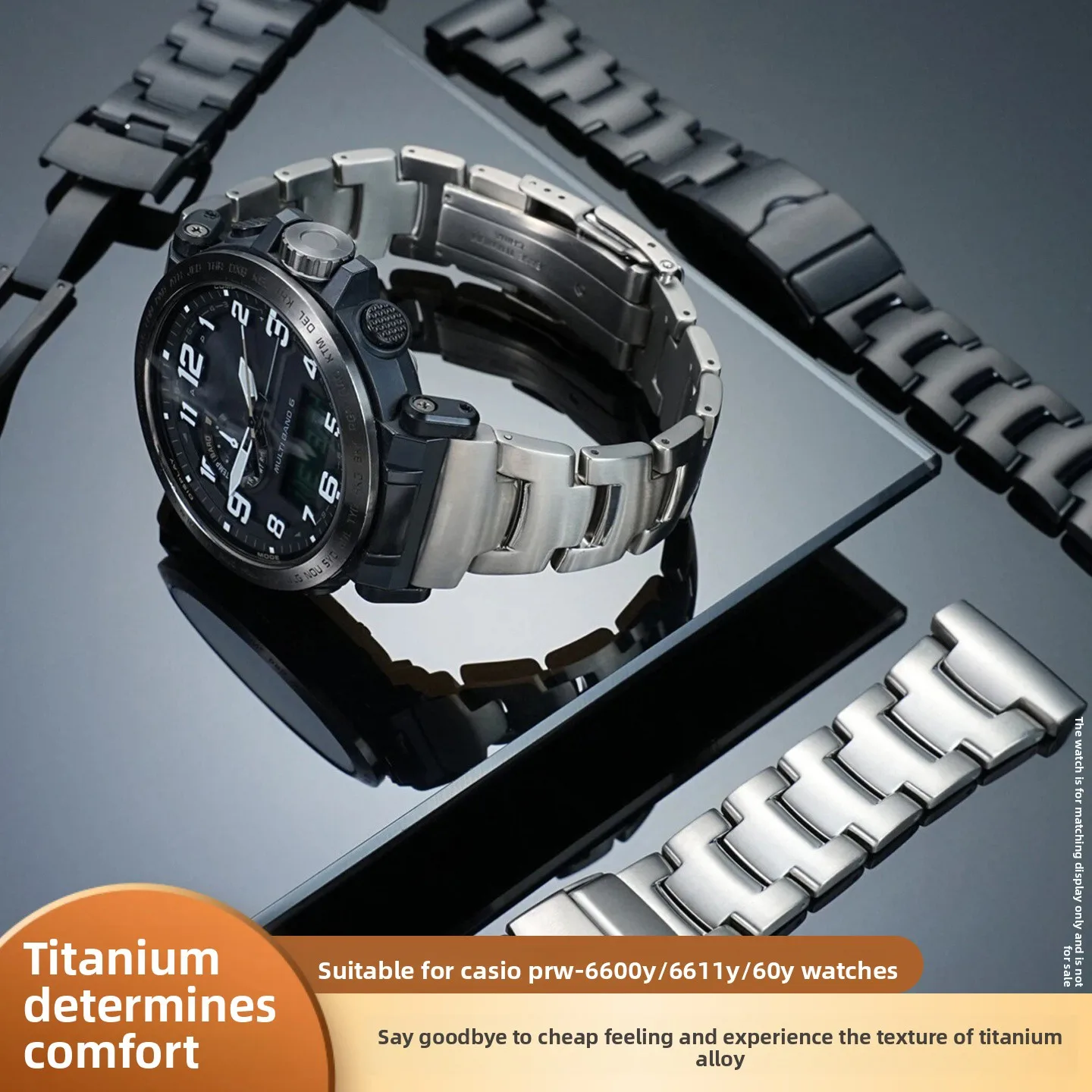 

24mm Lightweight Titanium Alloy watchband For Casio PROTREK PRG600 PRG650 PRW-6600Y men's metal bracelet watch strap Accessories