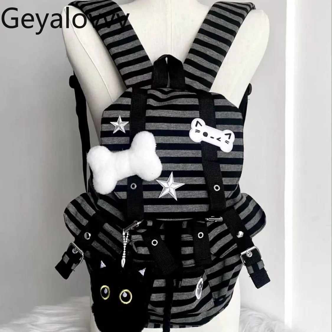 

Функциональный рюкзак в японском ретро-стиле с черными полосками, универсальный, стильный, вместительный, школьные ранцы для студентов