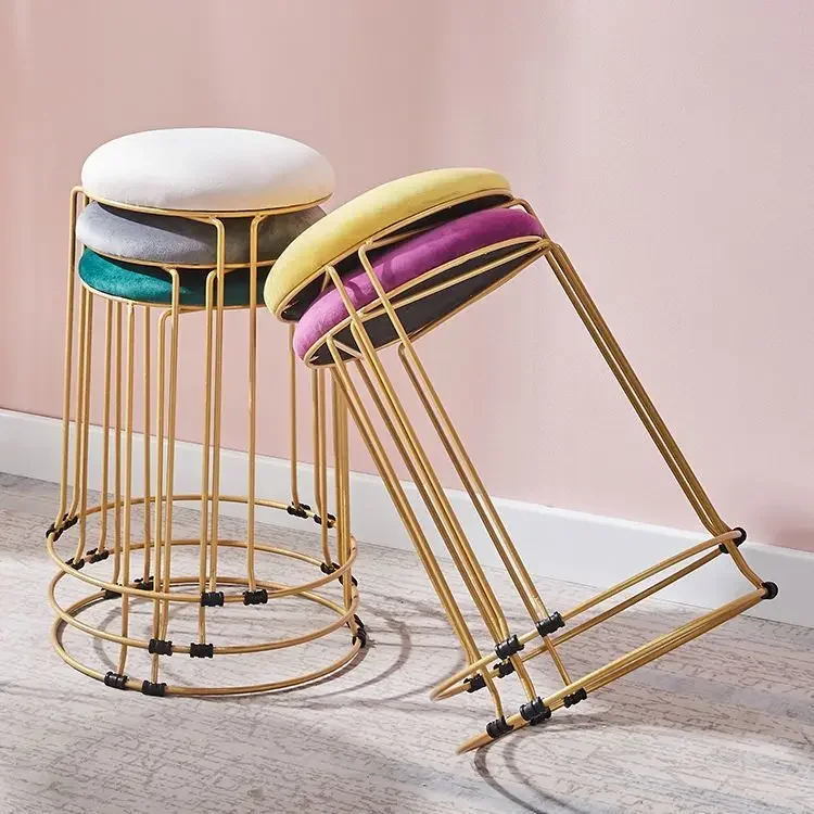 Stools Thickened Home Living Room Adult High Stool Can Be Stacked Simple Dining Round Stool Fashion Luxury Steel Stool Furniture