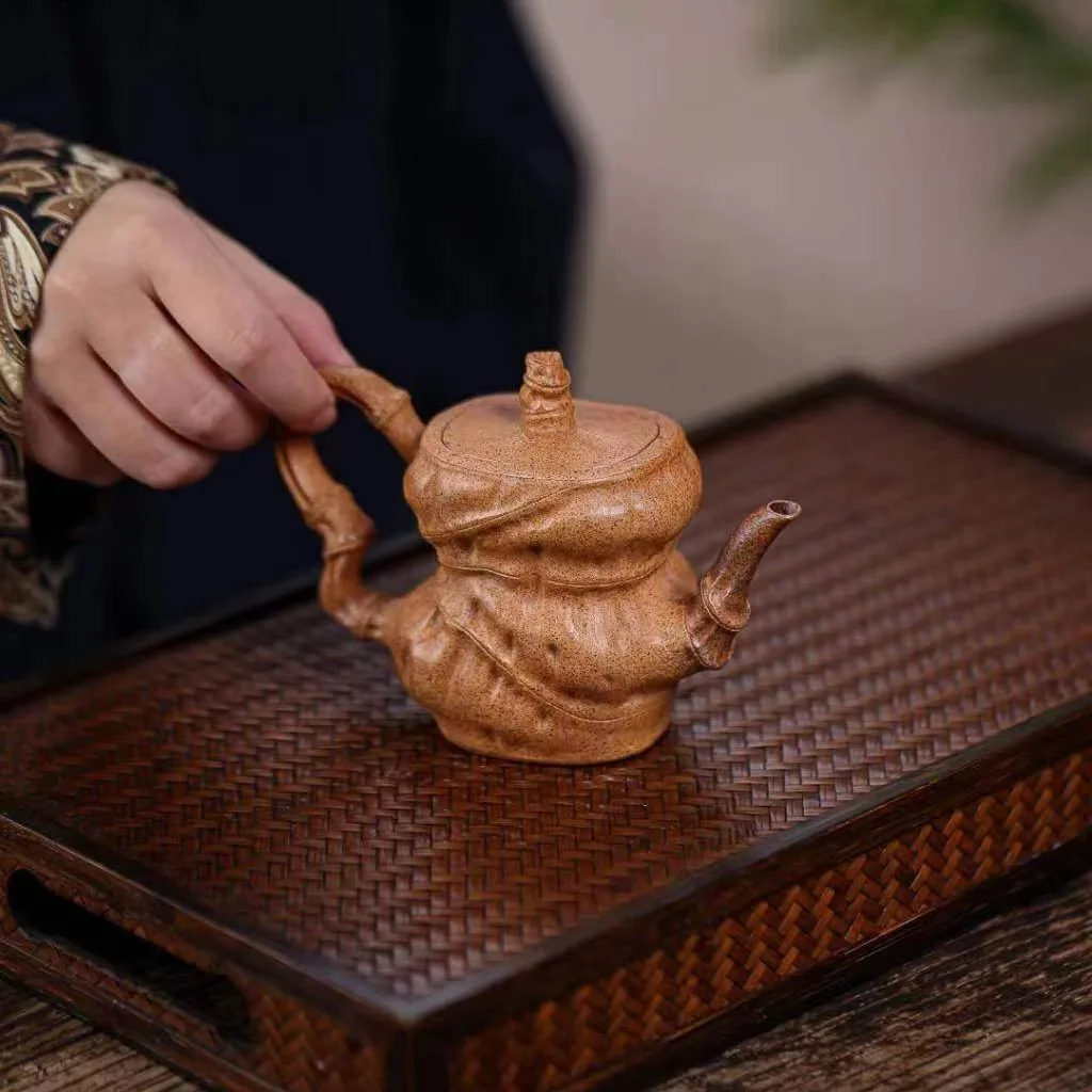 High Quality Real Yixing Jasaho Zisha Clay Teapot Restore Burn Creative Boutique Bionic Stump Pot Set Handmade Works