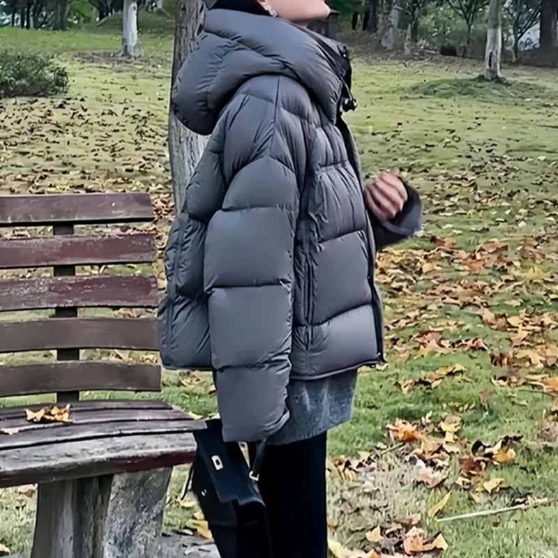 المرأة البخاخ أسفل سترة الشتاء مقنعين قصيرة الأبيض بطة أسفل معاطف امرأة dvainstorounasя كردولينا doudoune فام لوكس JK-265 #4