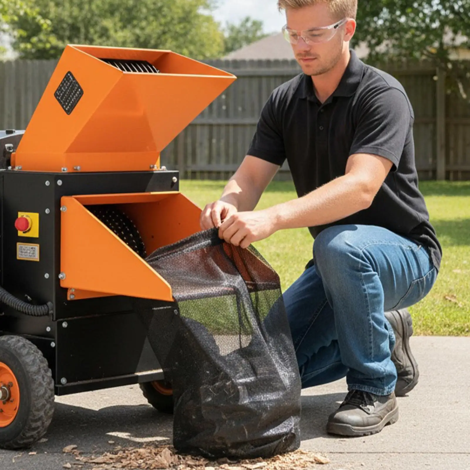 Wood Chipper Shredder Bag Mesh Holder Tote 48.43x23.62 Inches Mulcher Shredder Collection Bag For Outdoor Backyard Garden Lawn view 4