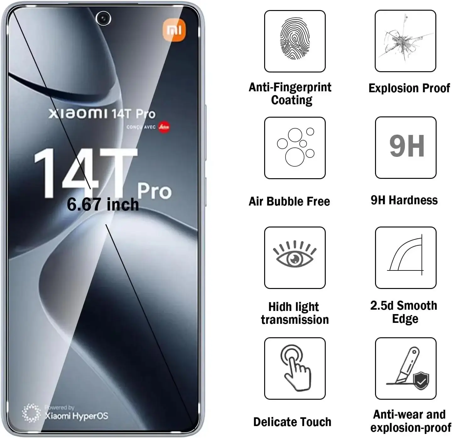4 قطعة HD الزجاج المقسى ل Xiaomi Mi 14T Pro 13T 12T 11T 10T 9T حامي الشاشة ل Mi 15 14 12 11 Lite 5G NE الأسود القرش الزجاج