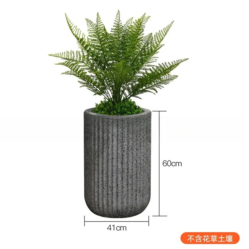 시멘트 로마 기둥 화분 쇼핑몰 거실 녹색 식물 화분 실내 유리섬유 화분 장식품