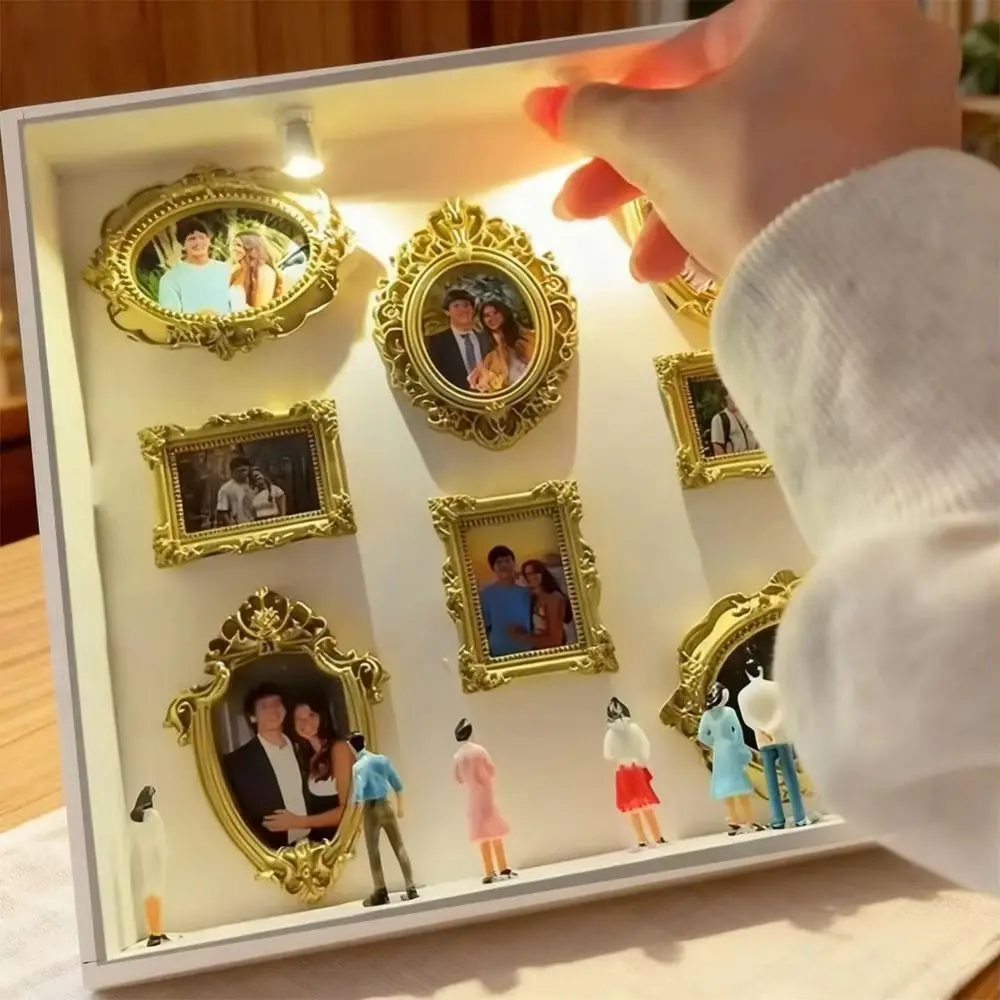 Silhouette Box DIY Mini Museum Box Mini Figurines Gold Frames Personalized DIY Photo Decor Keepsake Box Figure Statues
