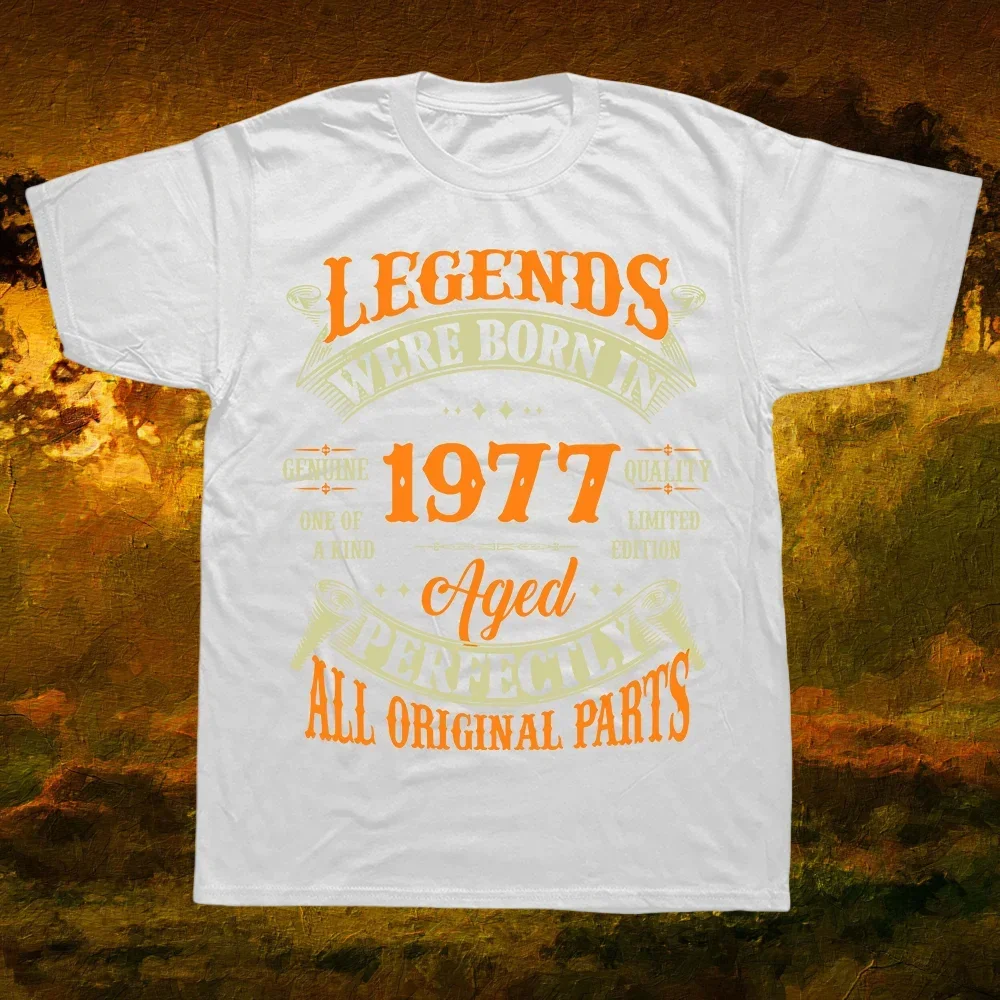 47th Birthday Gift Legends Born in 1977 47 Years Old T Shirts Summer Fathers Day Christmas Streetwear Short Sleeve Men Vintage