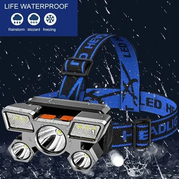휴대용 LED 충전식 채굴 램프, 이마 손전등, 강력한 헤드 램프, 고출력 LED 손전등, 낚시 하이킹