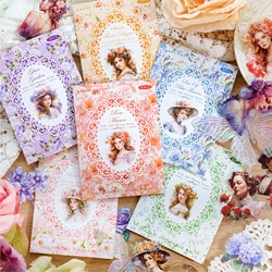 Journamm 40pcs/pack Flowers Girl PET Stickers DIY Scrapbooking Planner Supplies Collage Junk Journal Decor Sticker Stationery