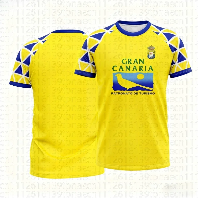 Fußballtrikot – Gelb mit blau-weißen geometrischen Akzenten, atmungsaktives Sport-T-Shirt, 3D-HD-Druck, ideales Trikot für die ganze Familie, Kinder-T-Shirts, Größe 26. – Detail 1