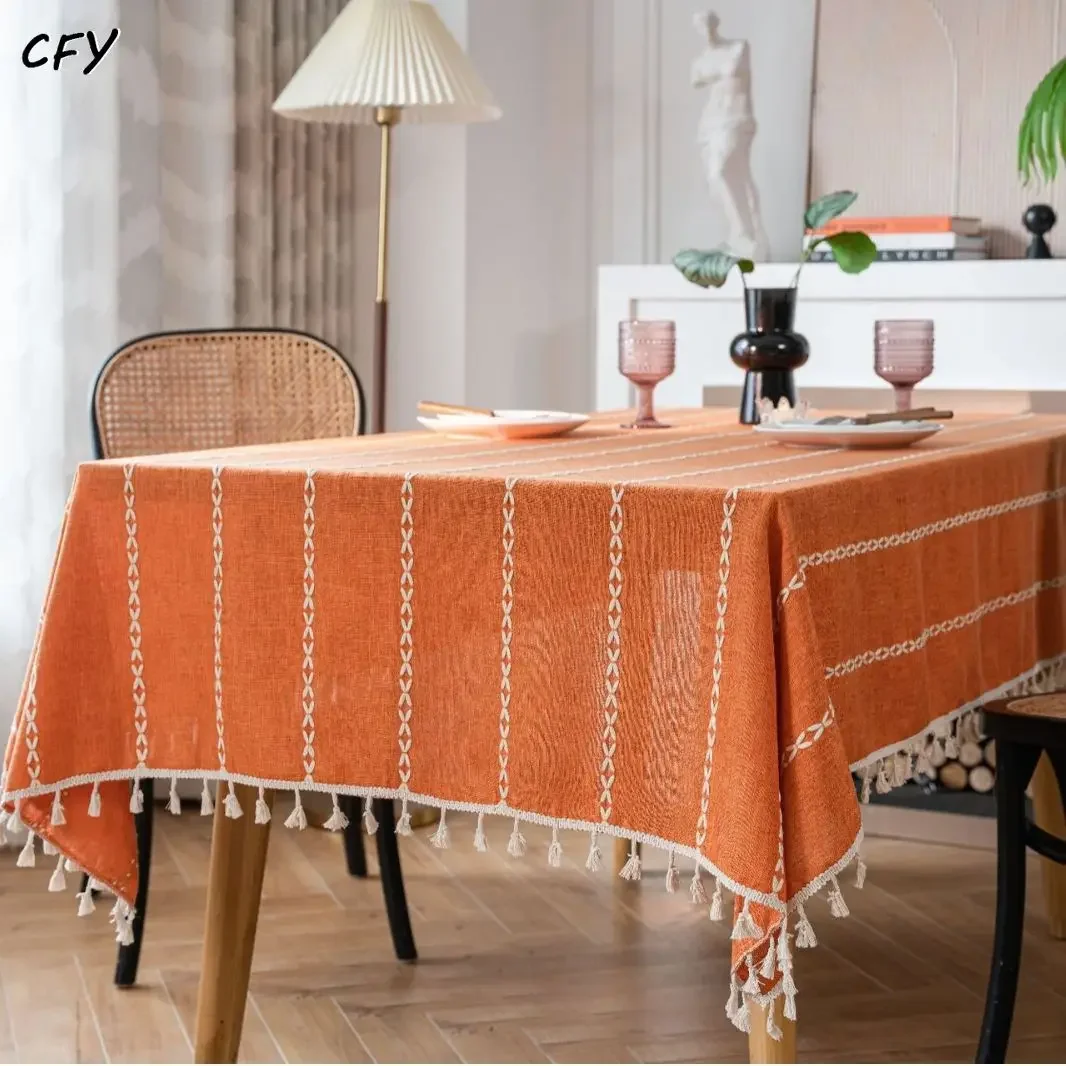 

American Orange Hollowed Out American Countryside Rectangular Tablecloth Pendant Tea Table Pad Meal Cloth Photo Background Cloth