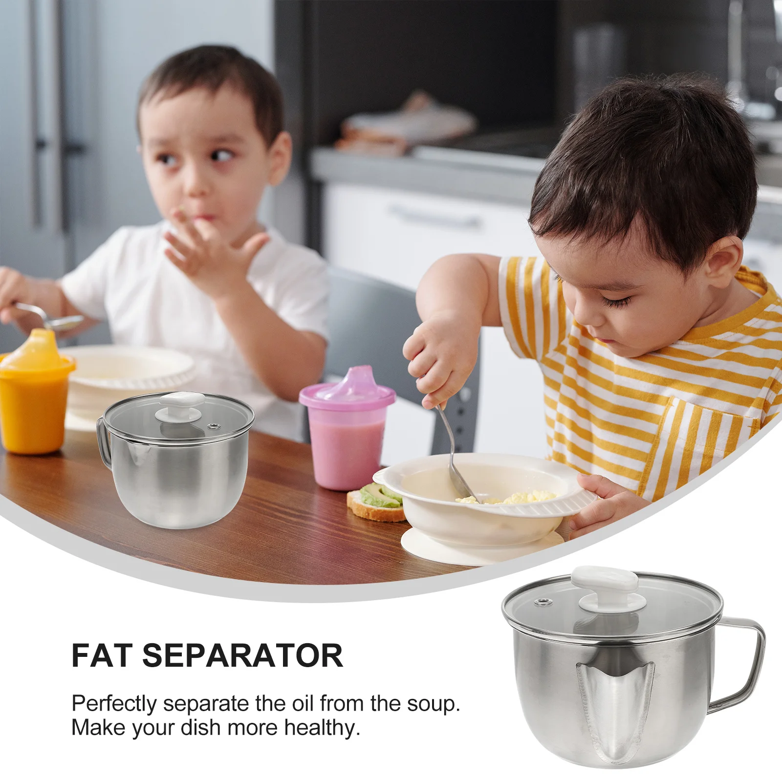 

Stainless Steel Oil Filter Pot Fat Separator Multi-Use Metal Grease Separator Can for Kitchen Oil Filtering Grease Container