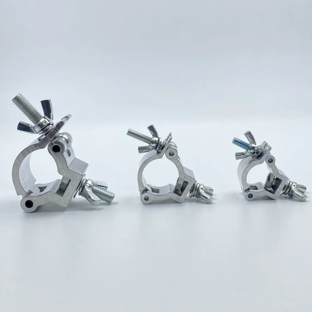 Aluminum Alloy Clamp Mount Tube Mini Clamp Stage Truss Lighting Clamps Round Pipe Lock Hook Couplers Small Brackets Silver Clamp