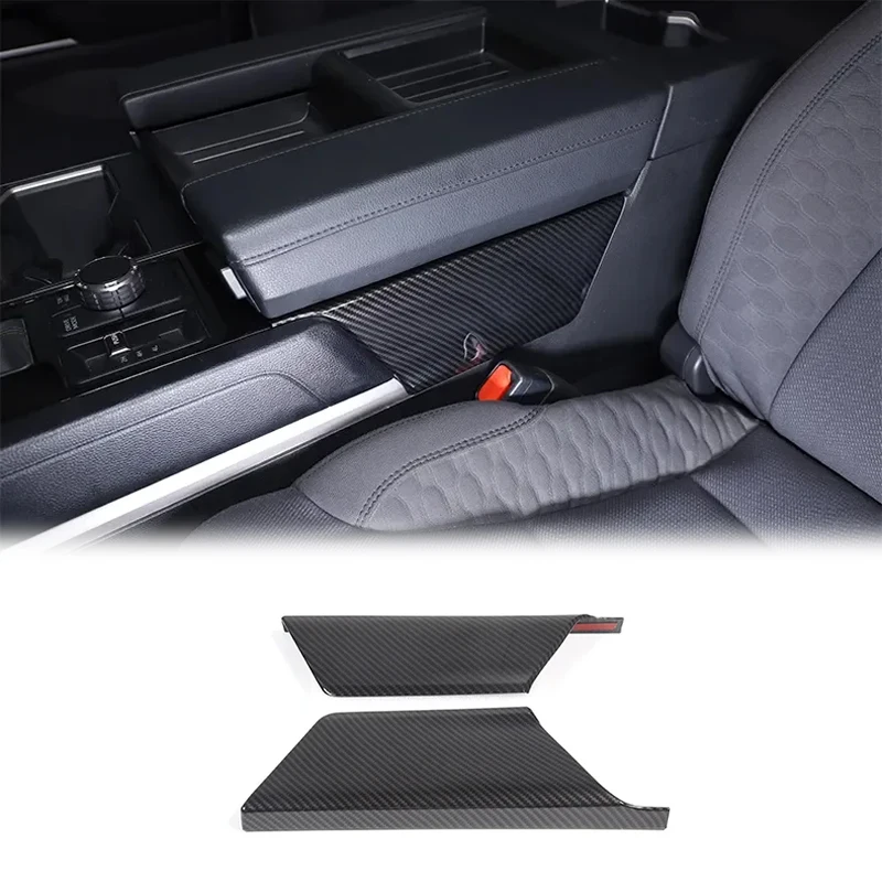 Carbon Fiber ABS Dual Side Armrest Box Decor Trim Plate Interior Styling Parts For Toyota Tundra Sequoia 2022 2023