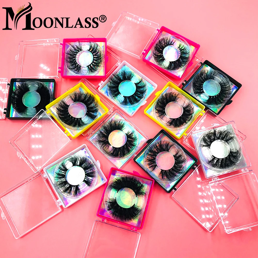 20/30/50 Pairs Messy 22-25mm Fluffy Mink Lashes Square Boxes Package Soft Handmade Cruelty Free Fake Eyelashes Wholesale Mekeup