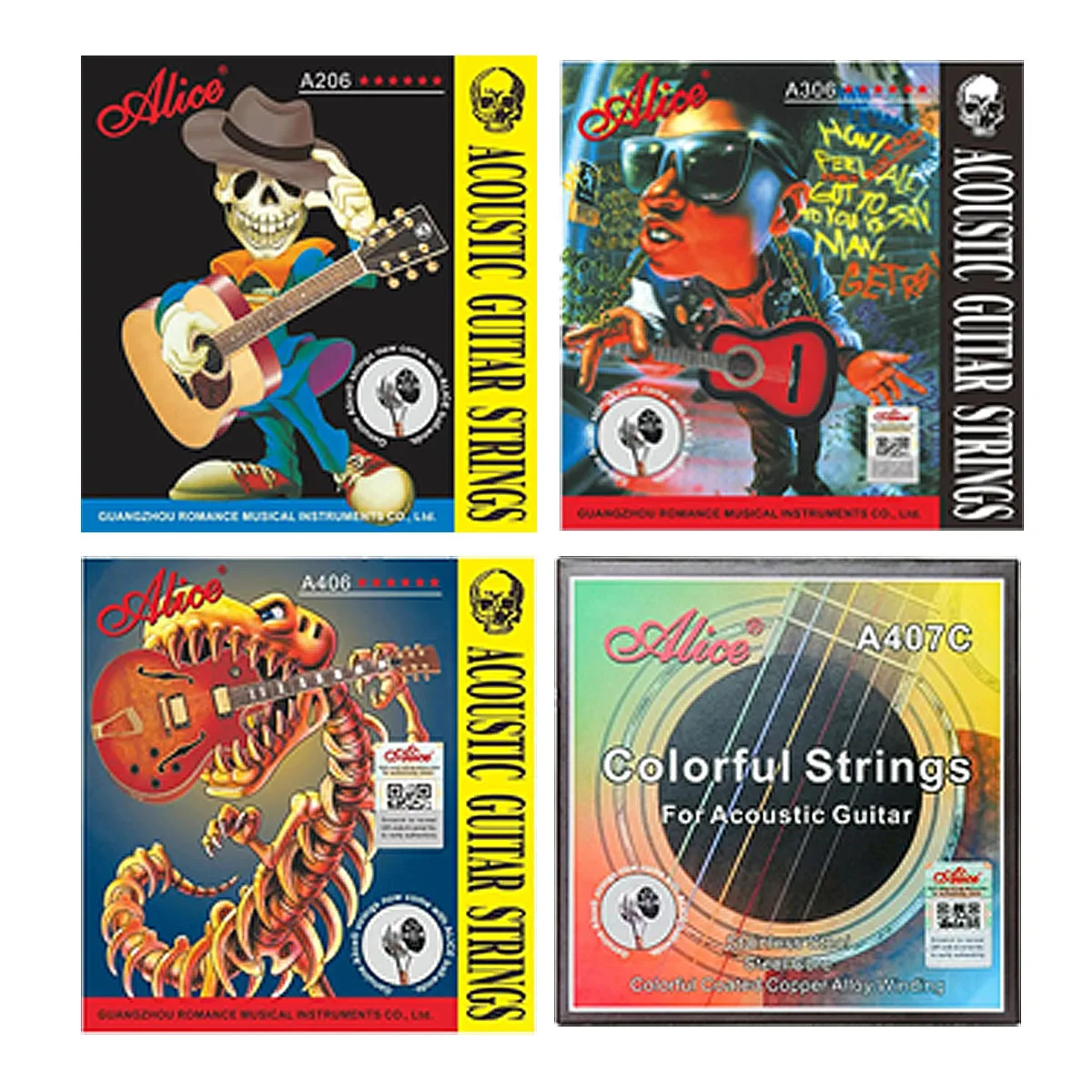 Alice Super Light Acoustic Guitar Strings Set - A206 SL / A306 SL / A406 SL / A407C SL,6pcsAnti-Rust Coating,Folk Guitar Strings