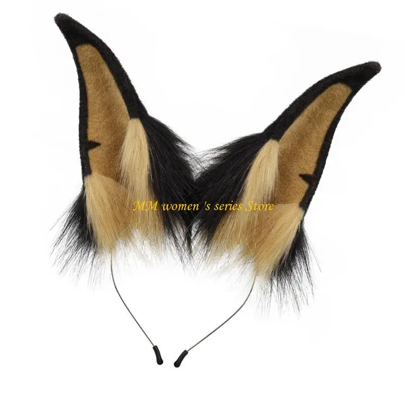 Q39C Katzen Füchse Kunstpelze Ohren Stirnband Halloween Kostüm Cosplay Kostüm handgefertigtes pelzige tierische Ohren Haar Hoop