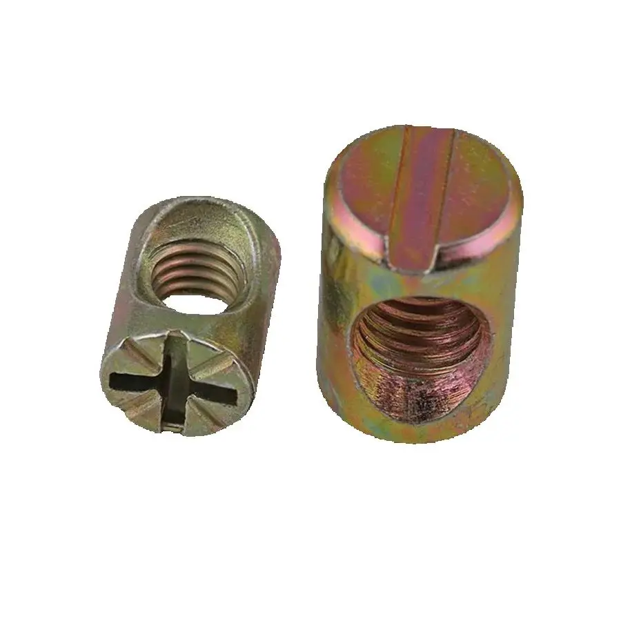 

100pcs Color Zinc Plated Slotted Cross Barrel Dowel Nuts Furniture Assembly Hardware Accessories for Home Improvement