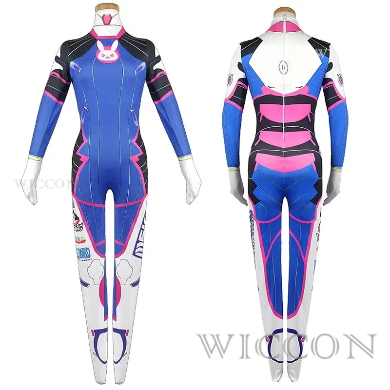 Anime woman jumpsuit tights DVA cosplay game costume Zentai wig cosplay props headphone suit D. va cos party Halloween costumes