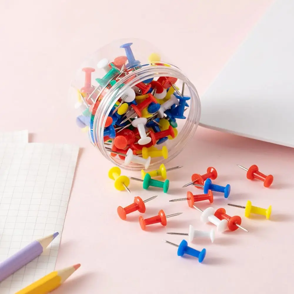 100PCS 벽 카드 사진 Pushpin Thumbtack 플라스틱 코르크 보드 보드 Tacks 푸시 핀 버튼 핀 Thumb Tacks 핀 장식