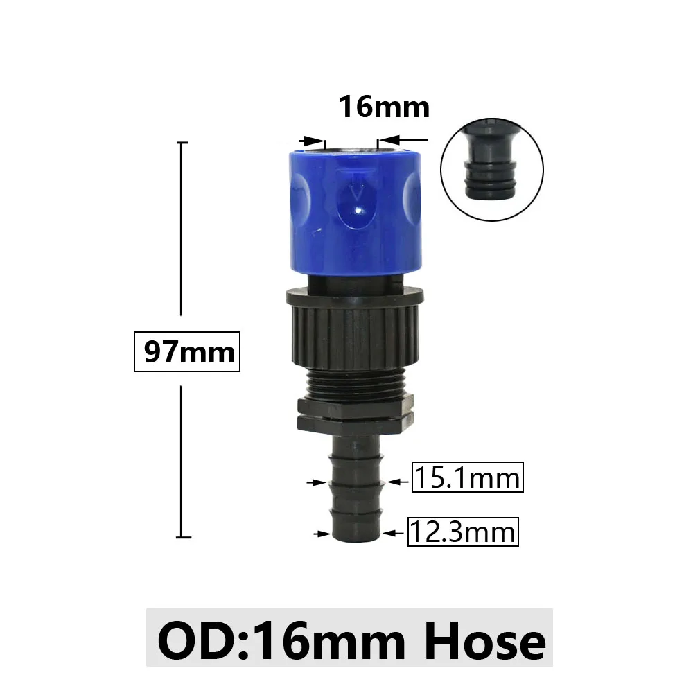 4/8/16/20/25/32mm Garden Hose Barb Connector Fitting With 16mm Nipple Quick Connector Pe Tube Coupler Irrigation Joint