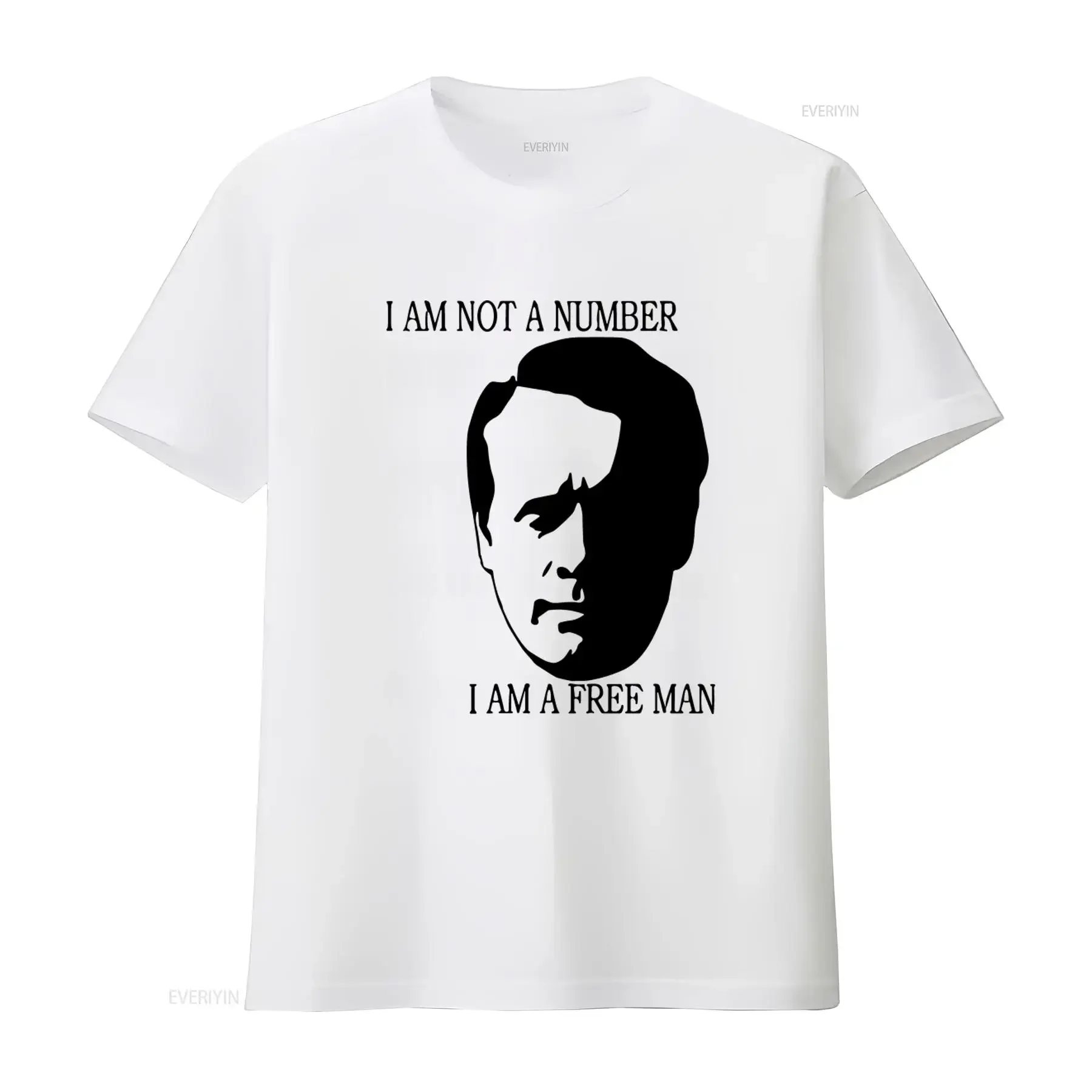 Prisoner T Shirt Retro 60's I Am Not A Number Free Man Print  vintage Washed Breathable fashion designer clothes Stretched