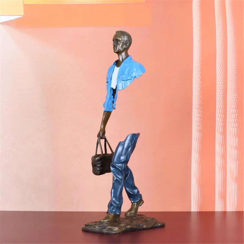 Traveler Man Statue by Bruno Catalano Bronze Replica Famous Abstract Sculpture Home Decor Large